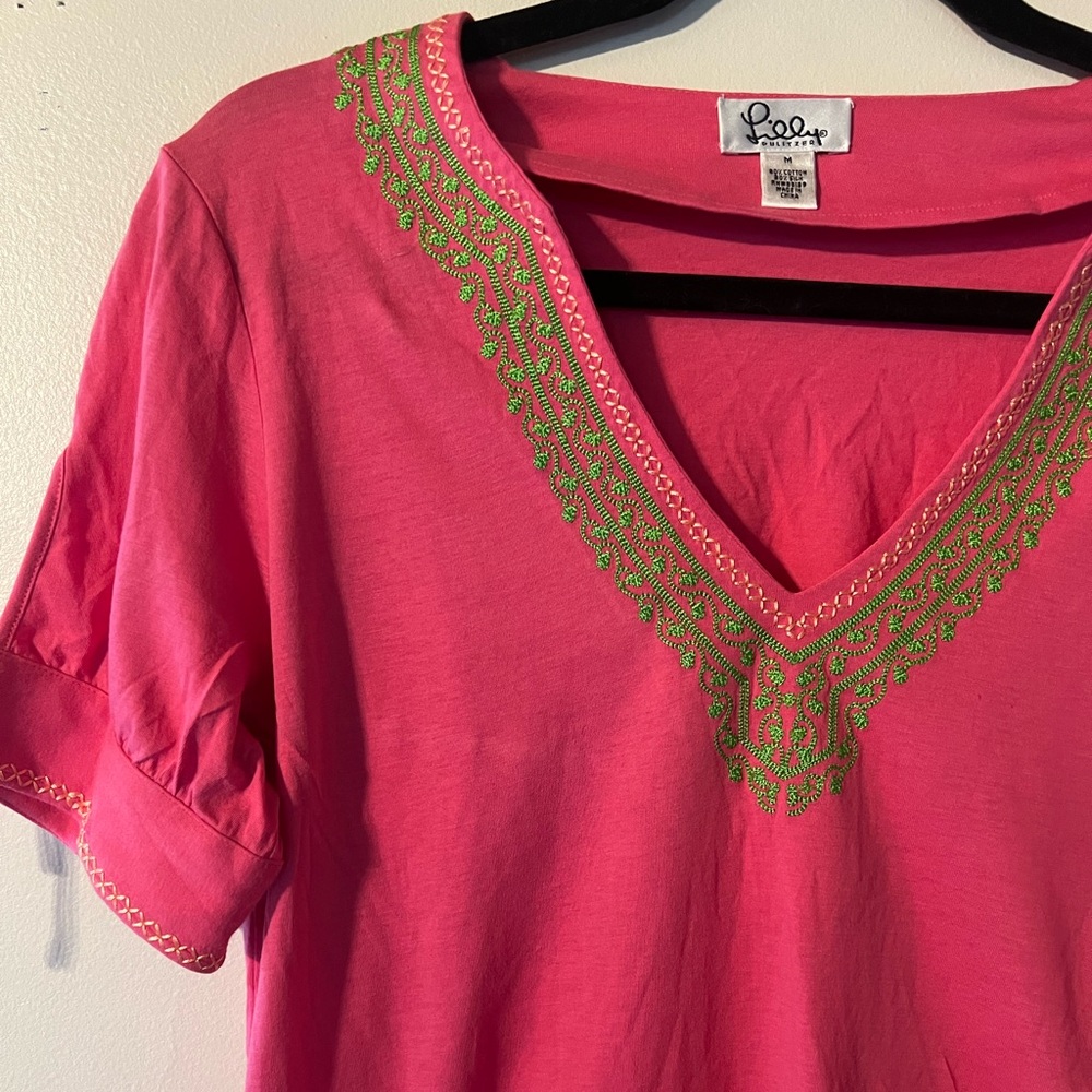 Vintage Lilly Pulitzer Ladies Medium Adalynn Solid Paradise Pink Tunic Top